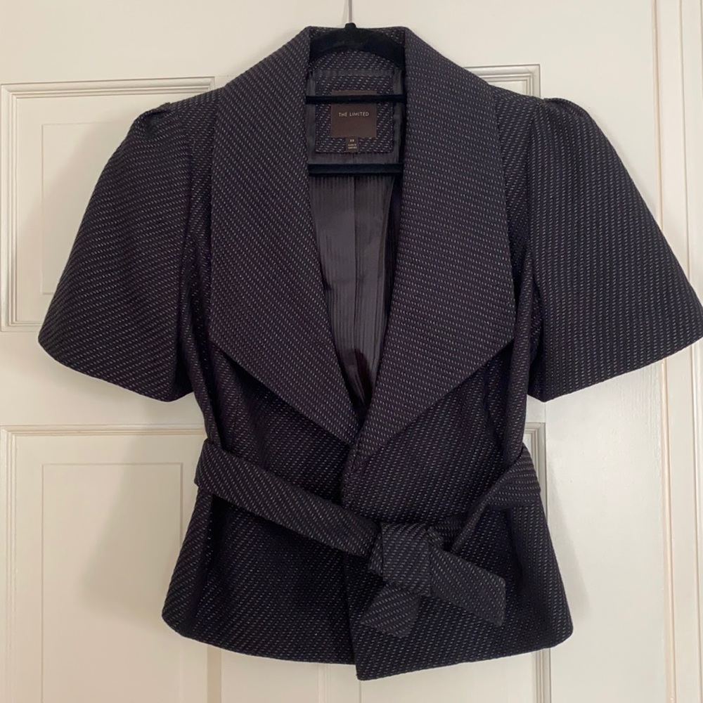 The Limited short sleeve black metallic shimmer blazer XS
